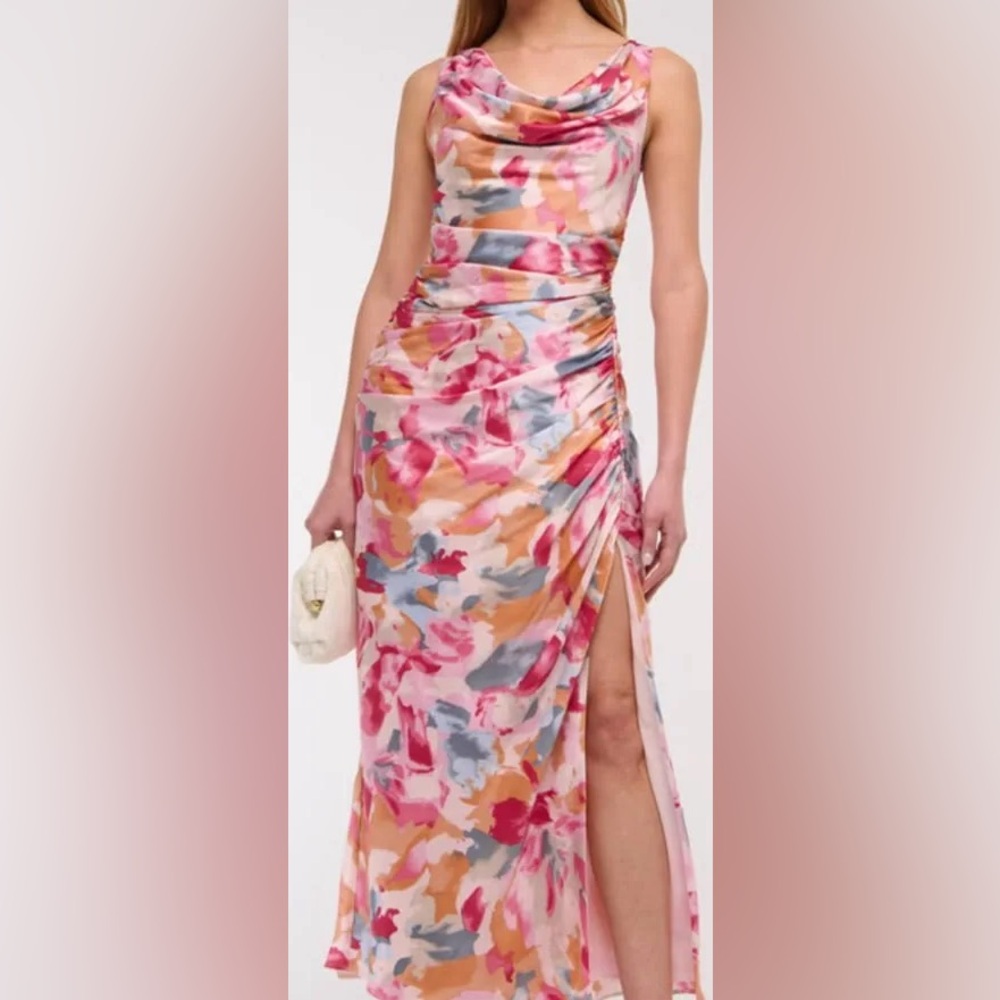 Abercrombie & Fitch Pink and Yellow Maxi Dress